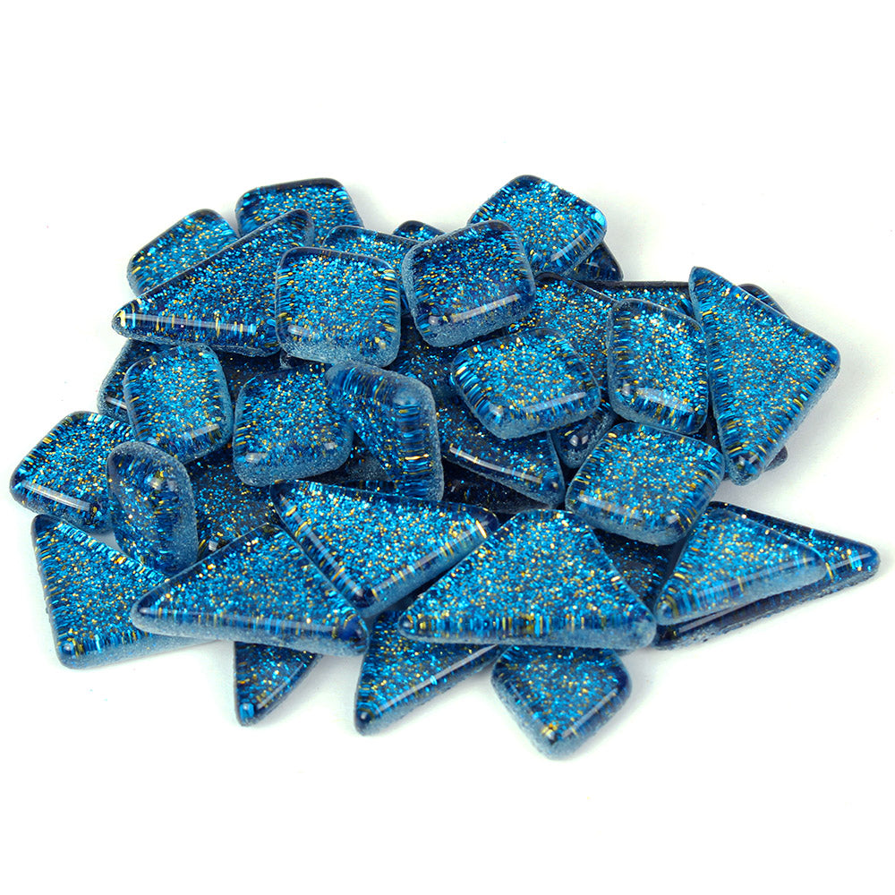 Aquamarine Glitter Smooth Mosaic Tile