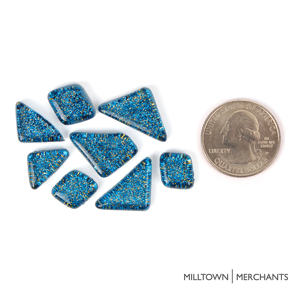 Aquamarine Glitter Smooth Mosaic Tile