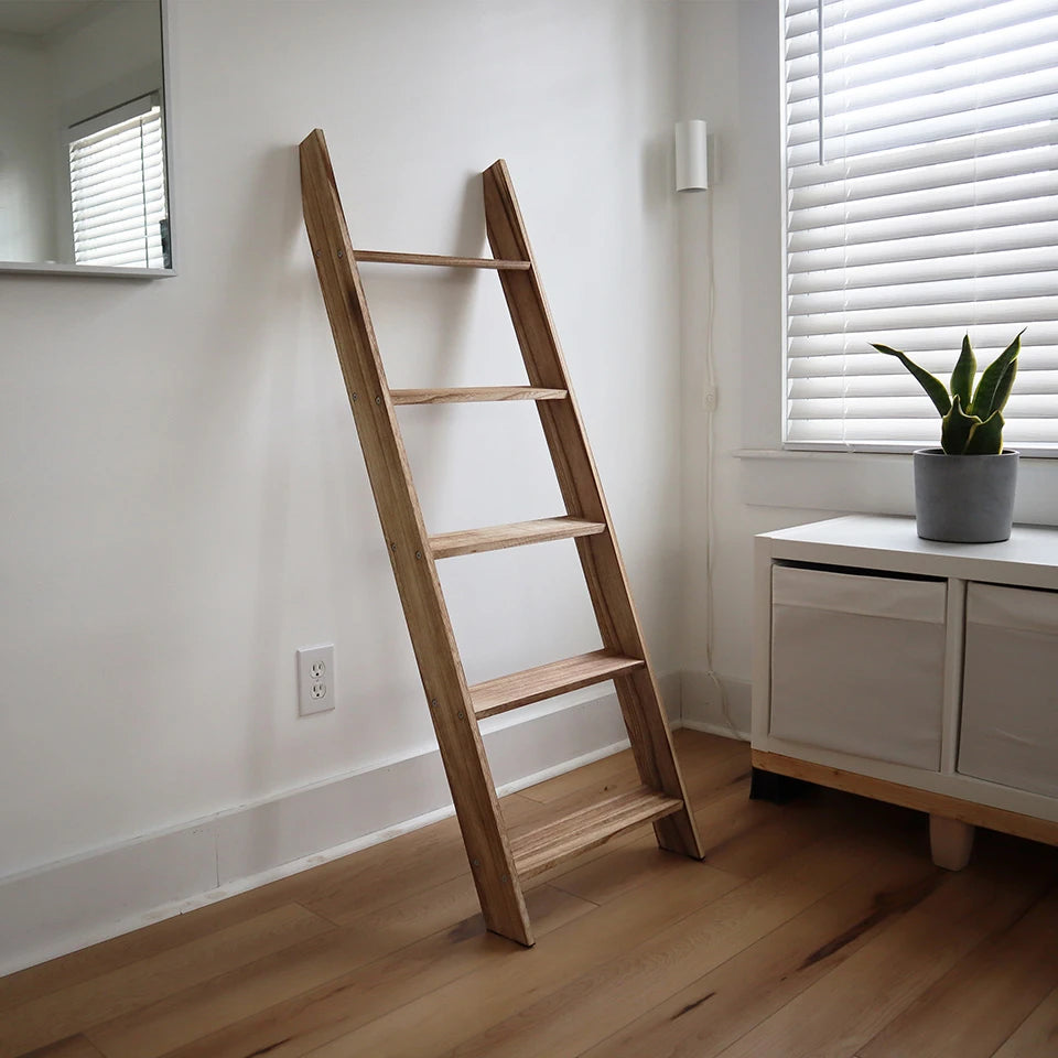 Driftwood Wooden Blanket Ladder