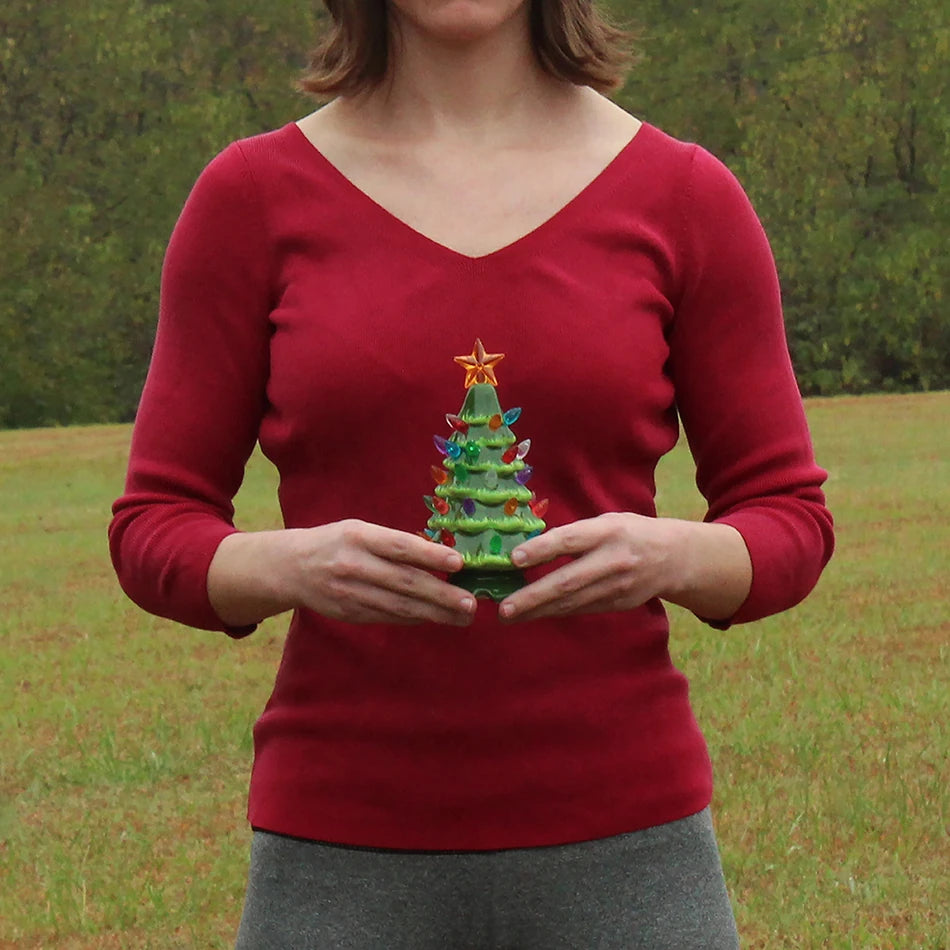 6.75" Green Ceramic Christmas Tree
