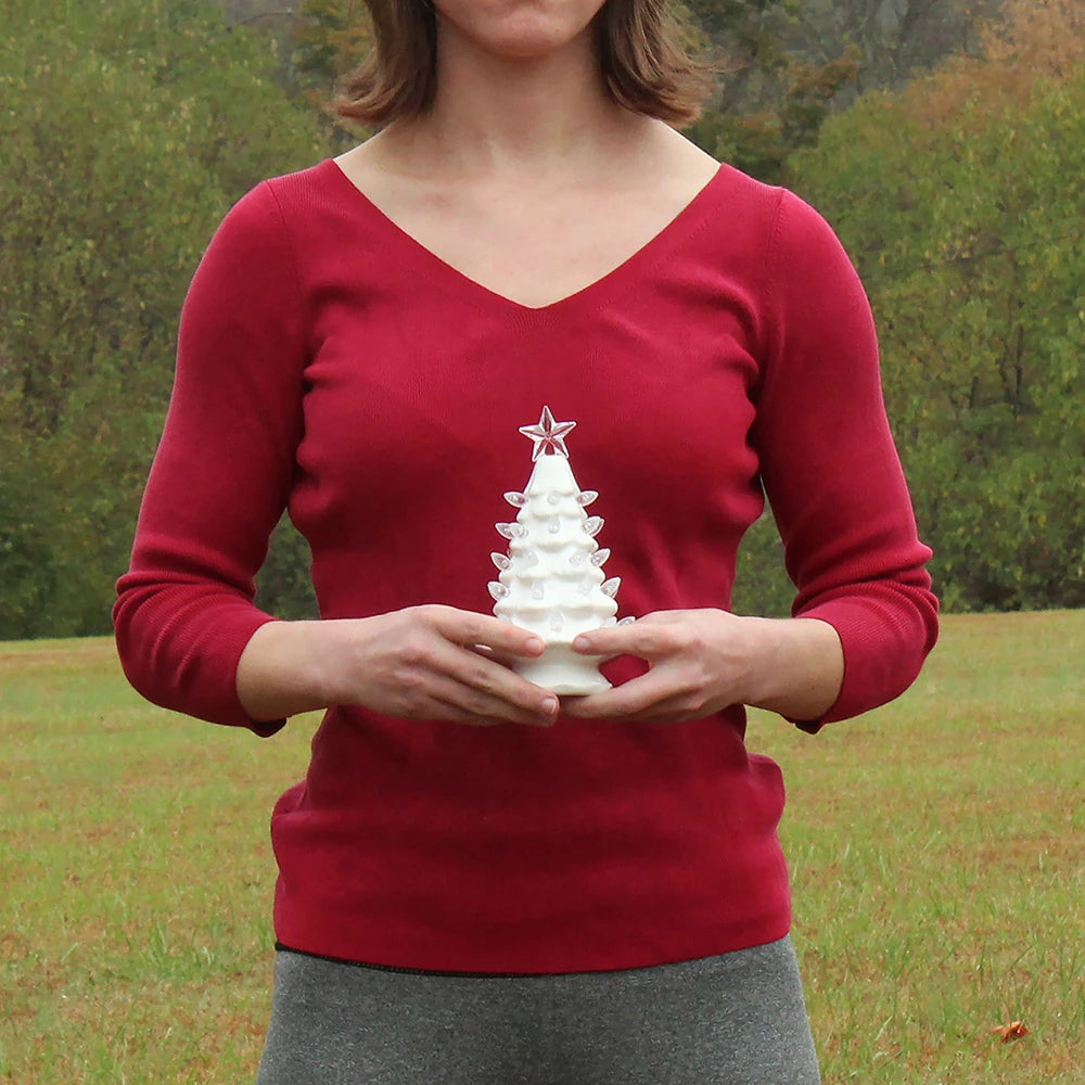 6.75" White Ceramic Christmas Tree