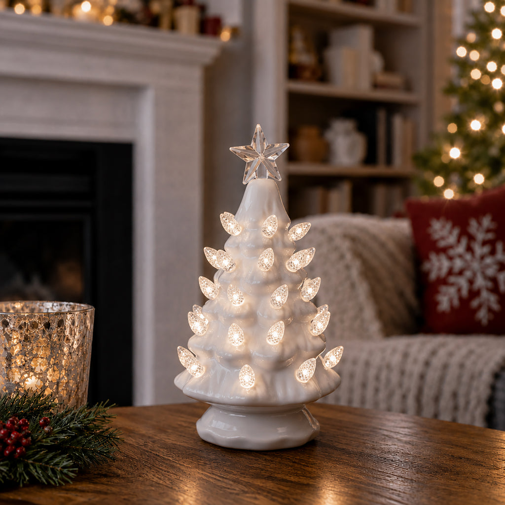 6.75" White Ceramic Christmas Tree