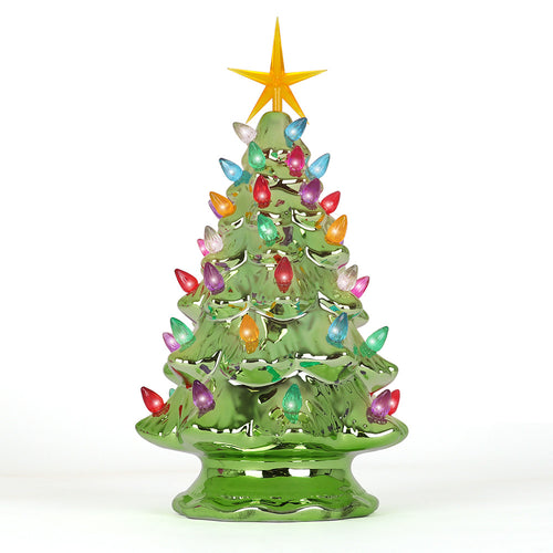 11.5" Pearl Olive Ceramic Christmas Tree