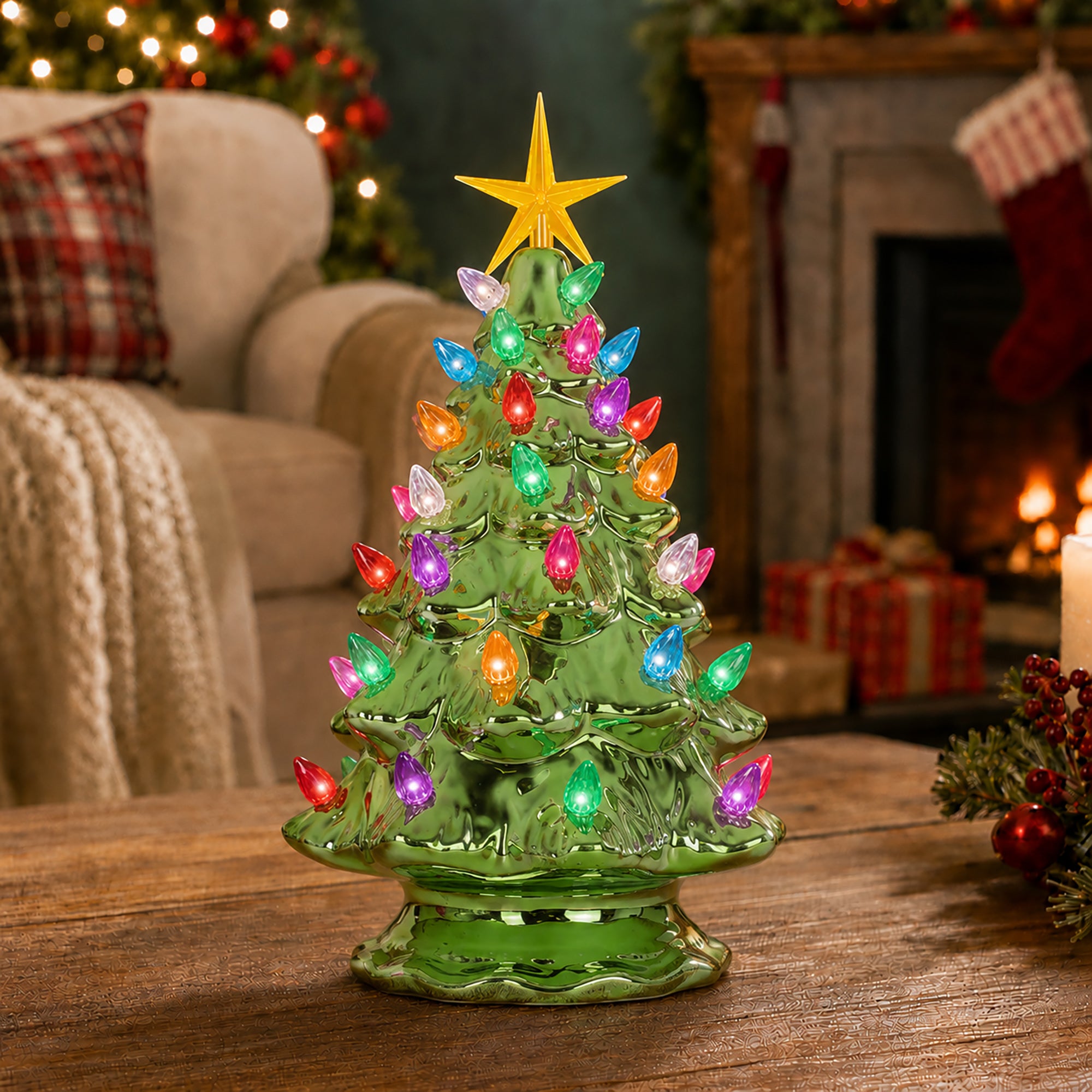 Pearl Olive Ceramic Christmas Tree - Medium