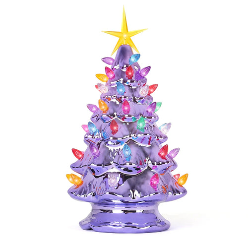 11.5" Pearl Violet Ceramic Christmas Tree