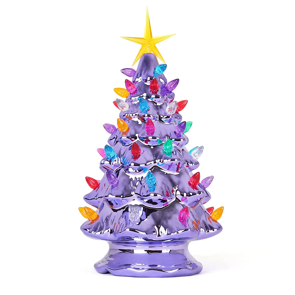 11.5" Pearl Violet Ceramic Christmas Tree