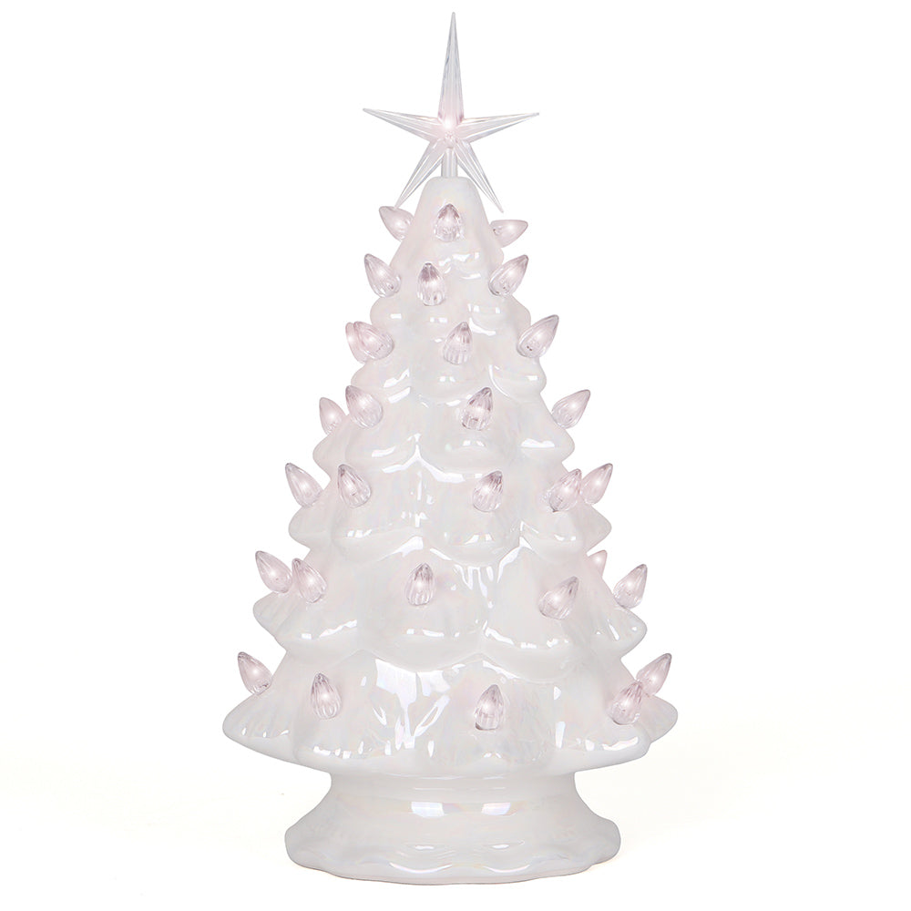 11.5" Pearl White Ceramic Christmas Tree
