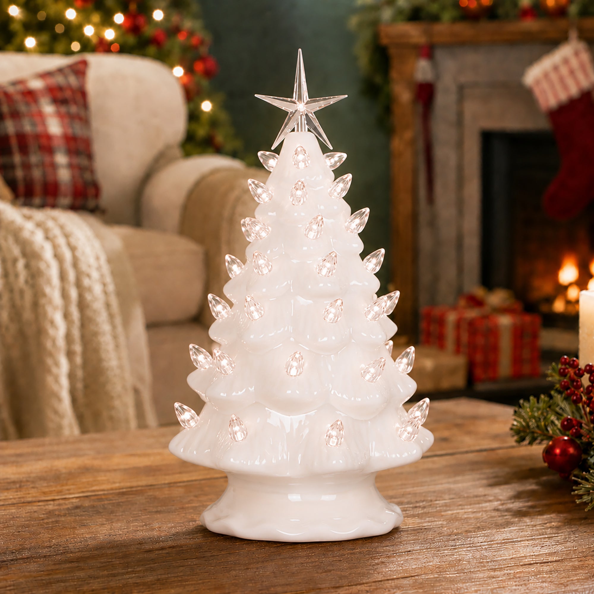 Pearl White Ceramic Christmas Tree - Medium