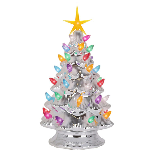 Silver Ceramic Christmas Tree - Medium