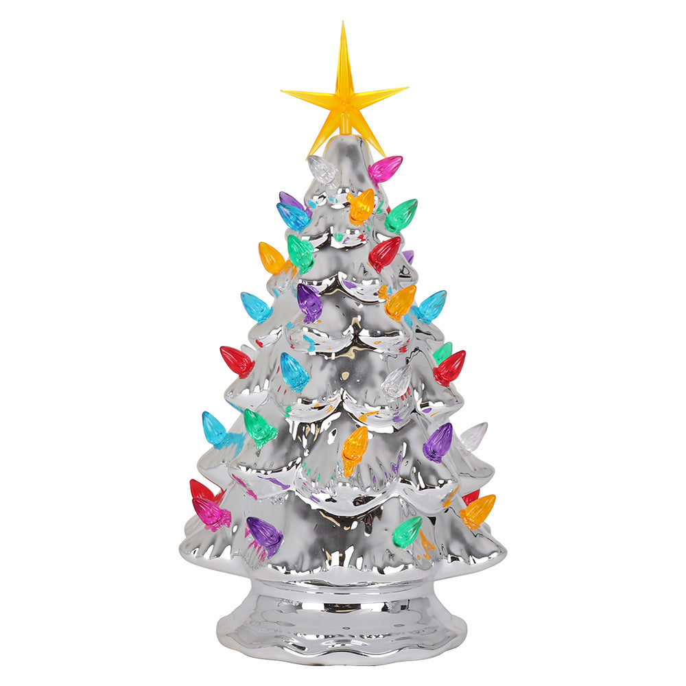11.5" Silver Ceramic Christmas Tree