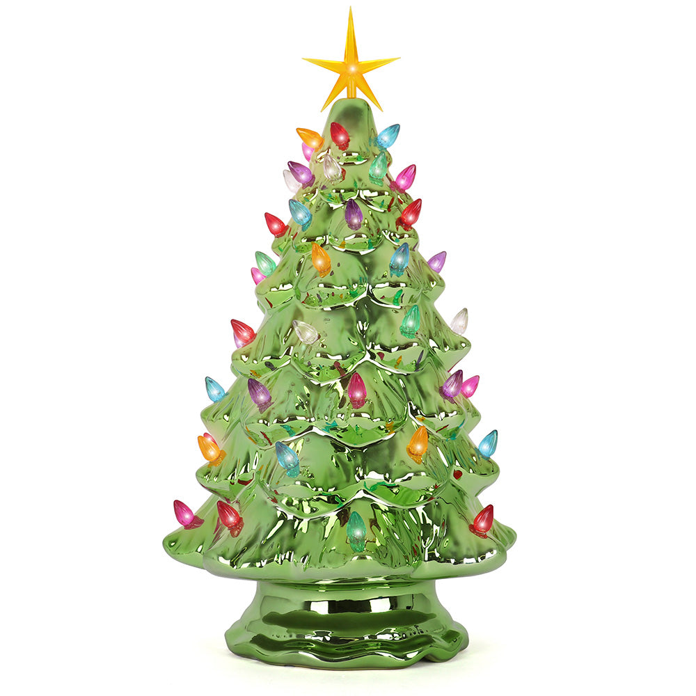 15.5" Pearl Olive Ceramic Christmas Tree