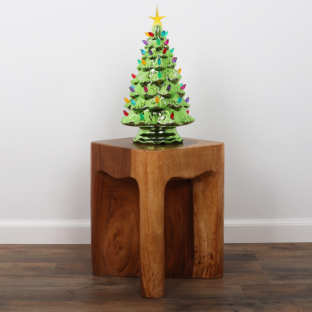 15.5" Pearl Olive Ceramic Christmas Tree