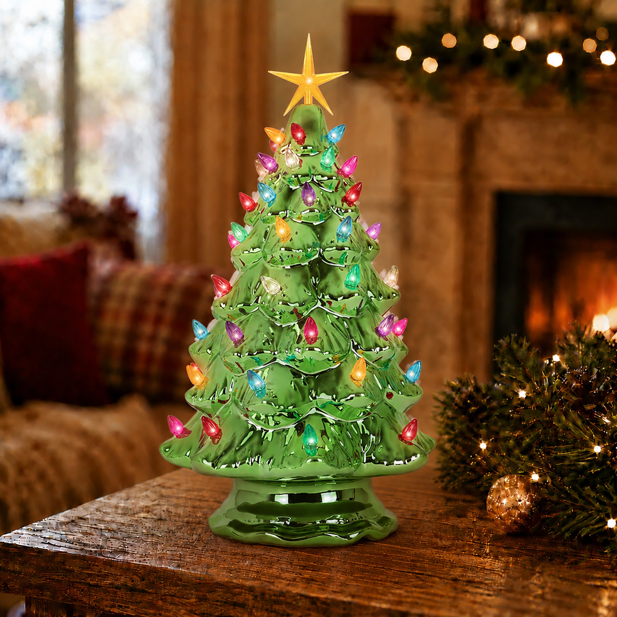 Pearl Olive Ceramic Christmas Tree - Large