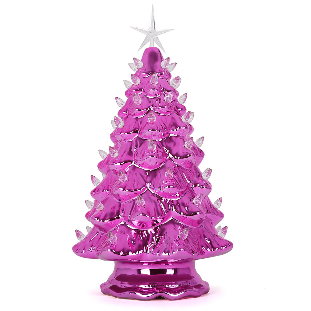 15.5" Pink Pearl Ceramic Christmas Tree