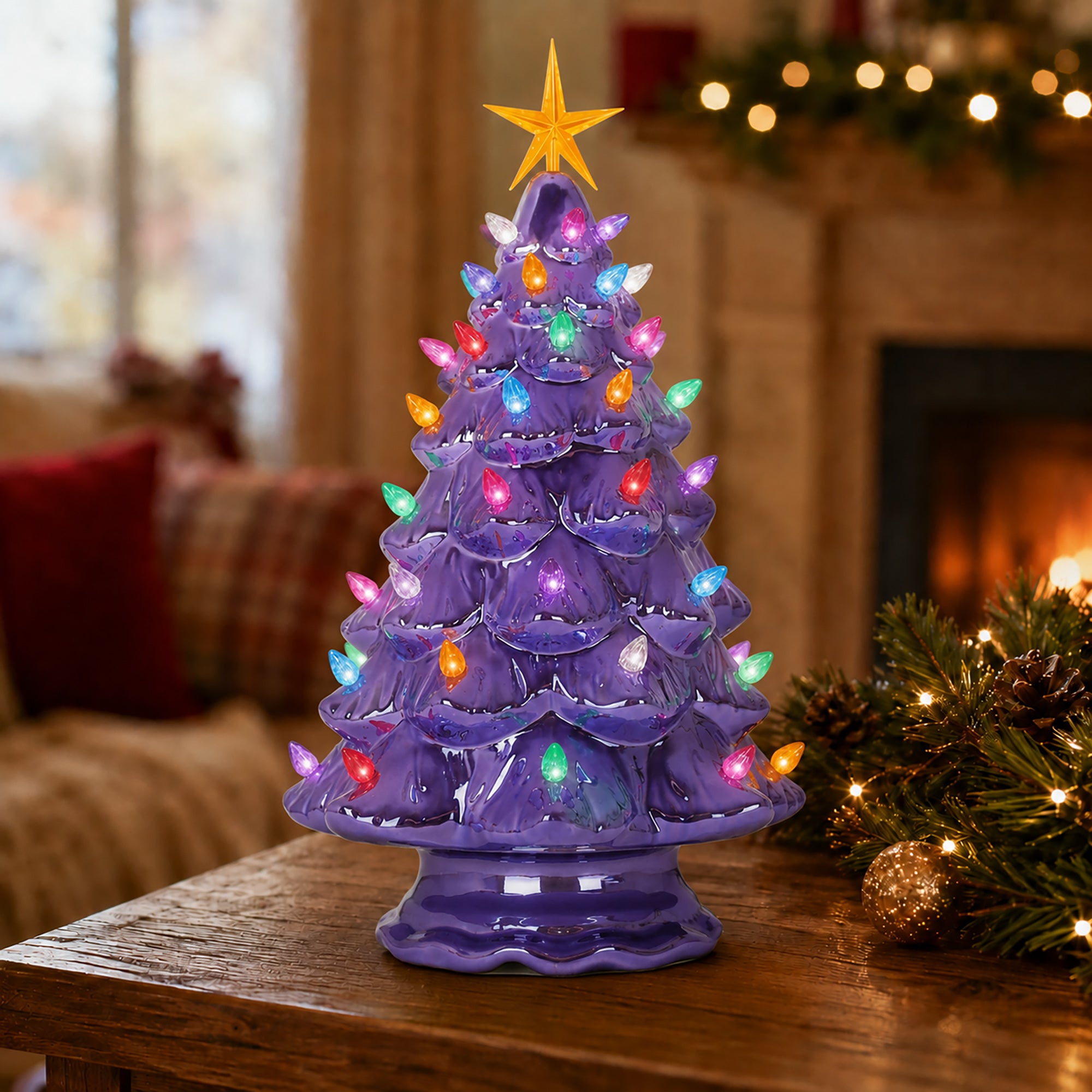 Pearl Violet Ceramic Christmas Tree - Large