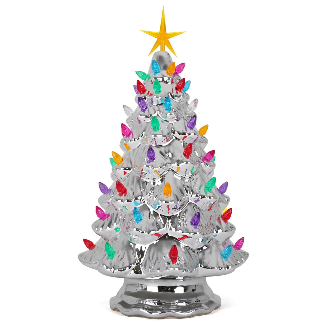 Silver Ceramic Christmas Tree - Large