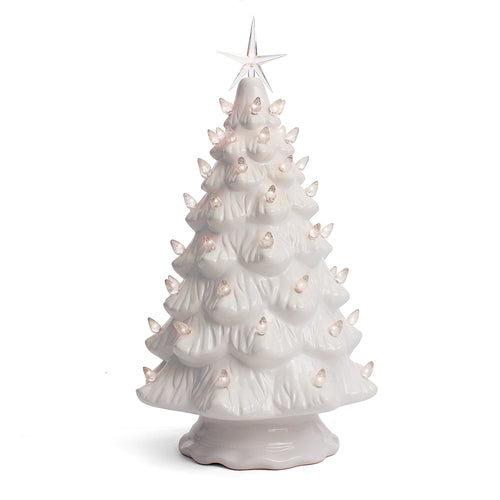 15.5" White Ceramic Christmas Tree