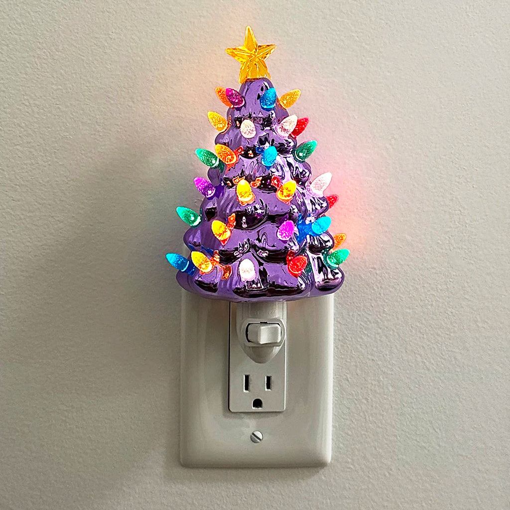 Violet Ceramic Christmas Tree Night Light