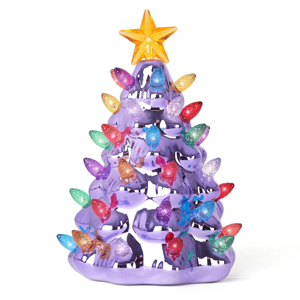 Violet Ceramic Christmas Tree Night Light
