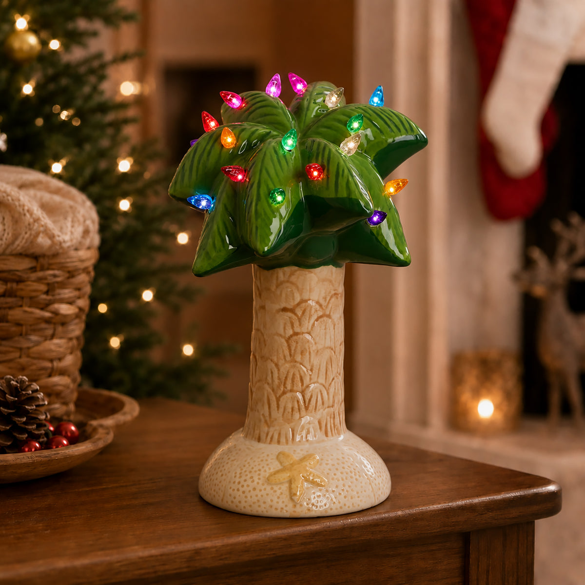 Palm Tree with Multicolored Lights