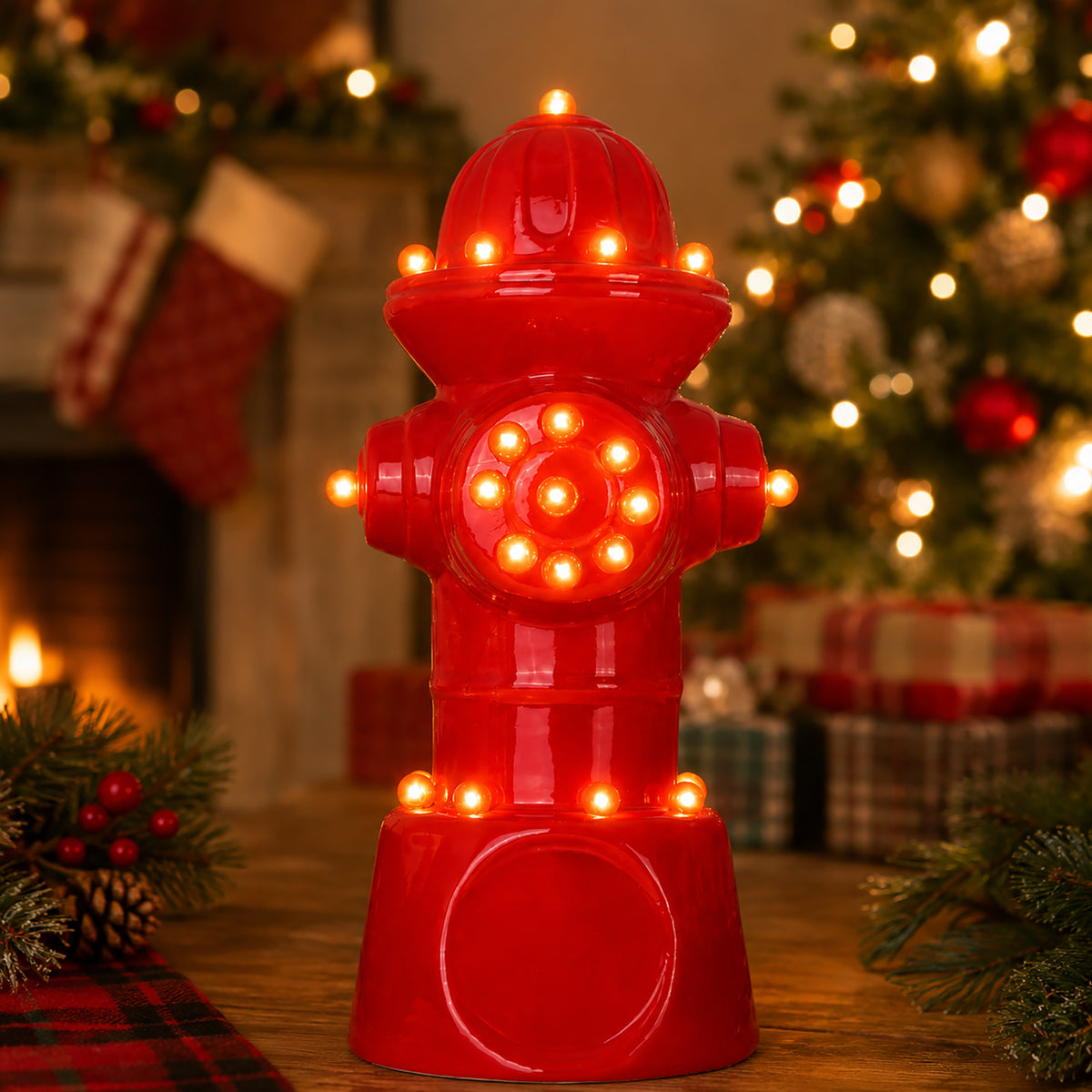 Lighted Ceramic Fire Hydrant