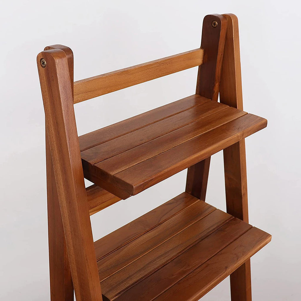 45.5" Teak Finish 4-Tier Ladder Shelf