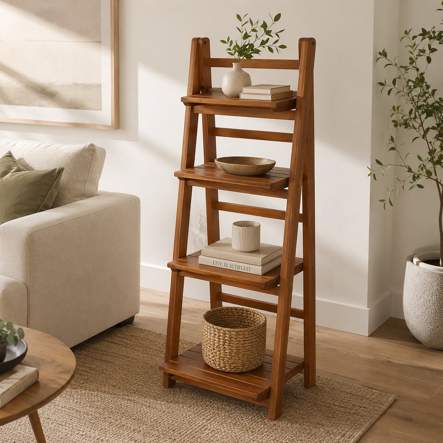 Milltown Merchants Ladder Bookshelf - Teak