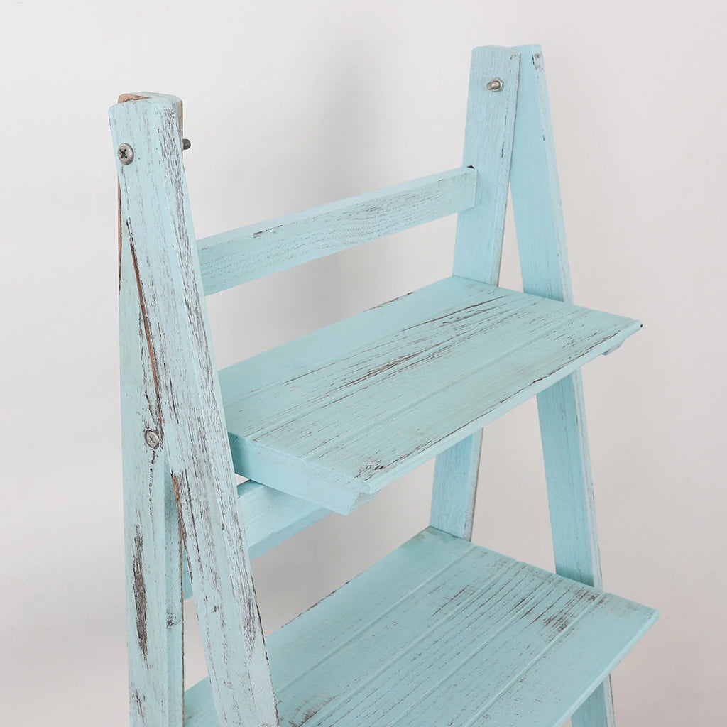 45.5" Turquoise 4-Tier Ladder Shelf