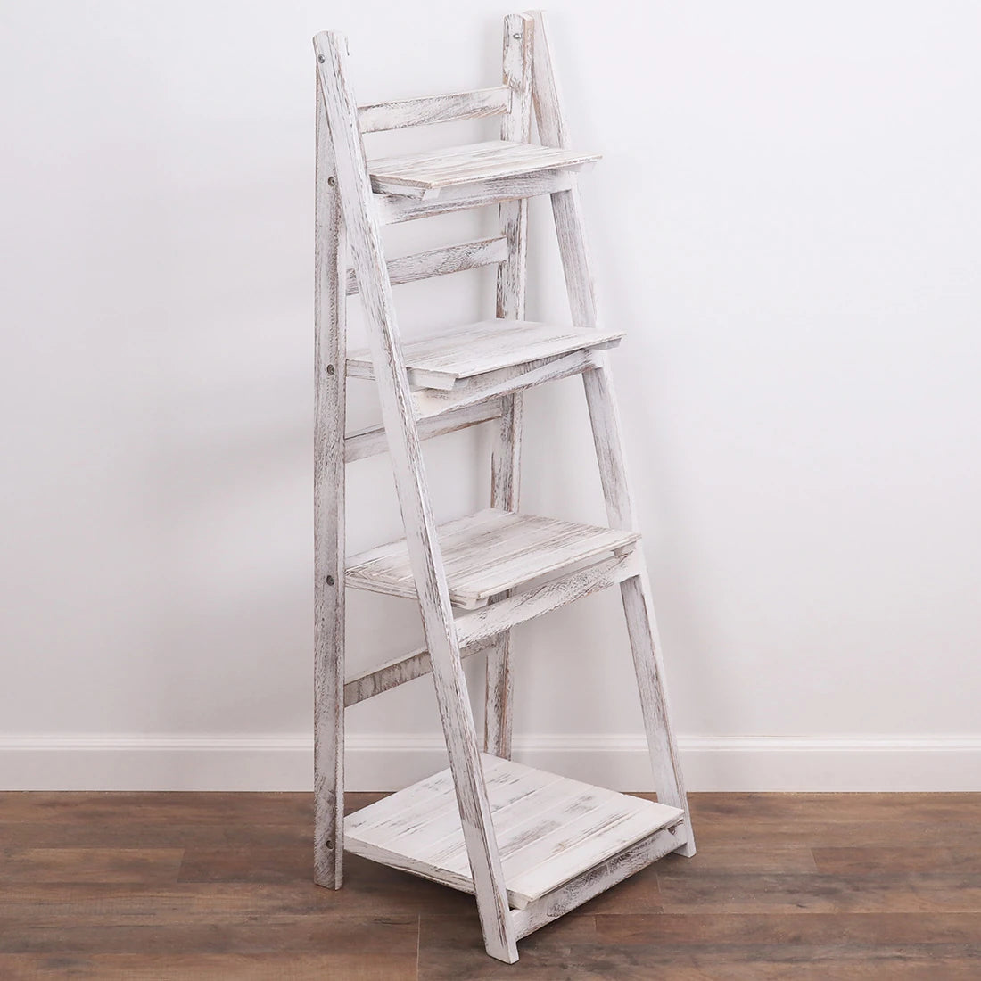 45.5" White 4-Tier Ladder Shelf