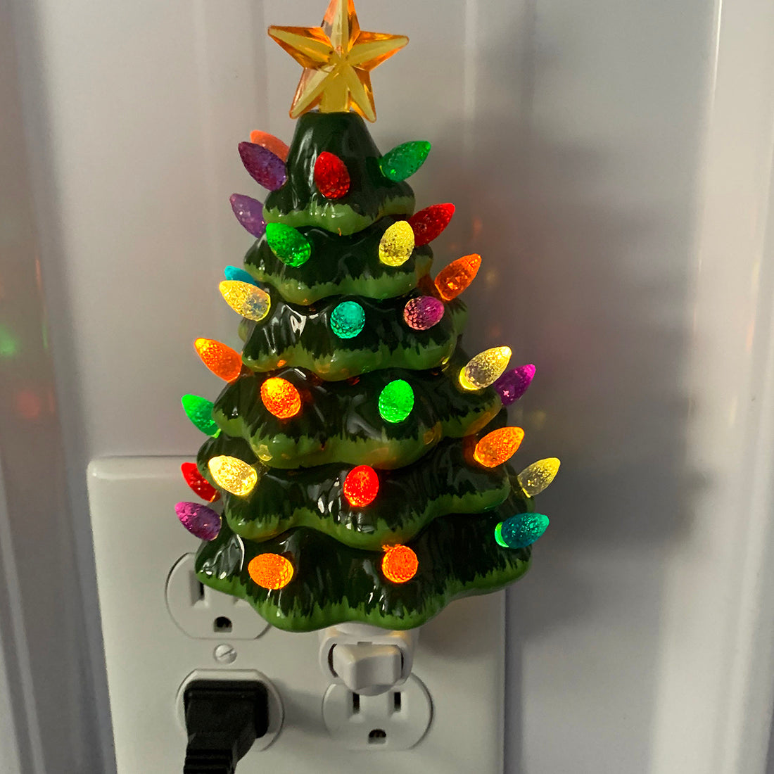 Green Ceramic Christmas Tree Night Light