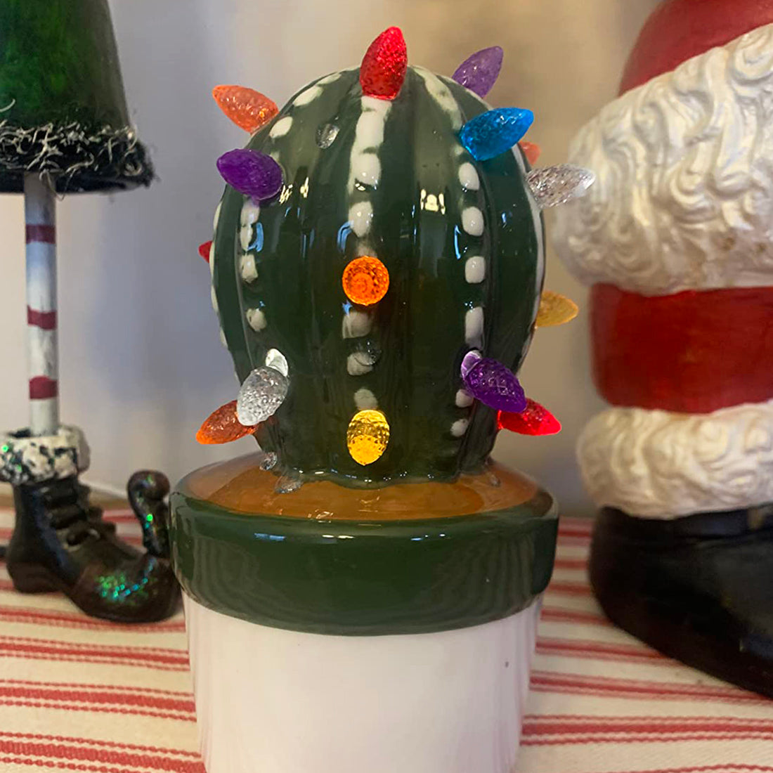 Lighted Ceramic Cactus Succulent
