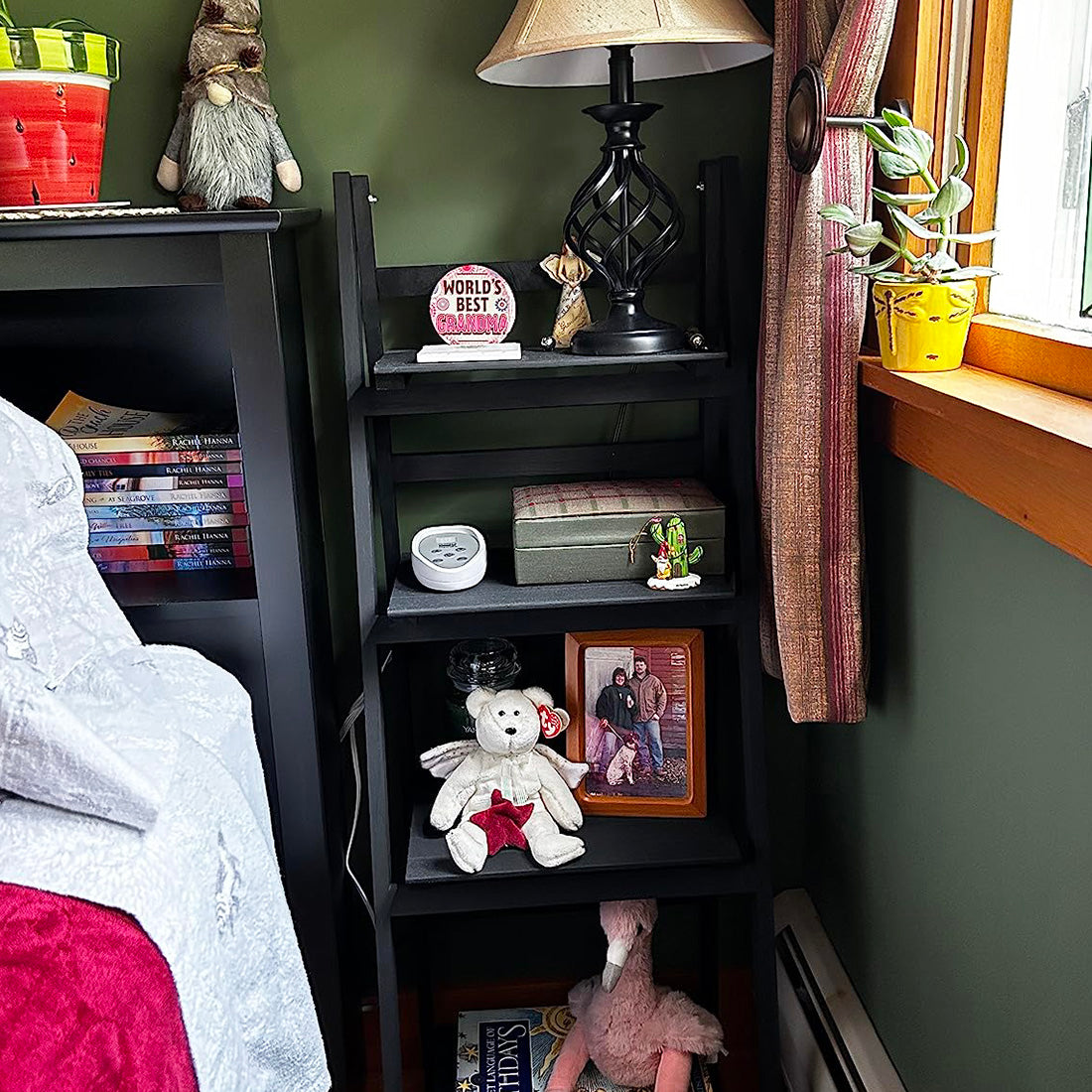 45.5" Black 4-Tier Ladder Shelf
