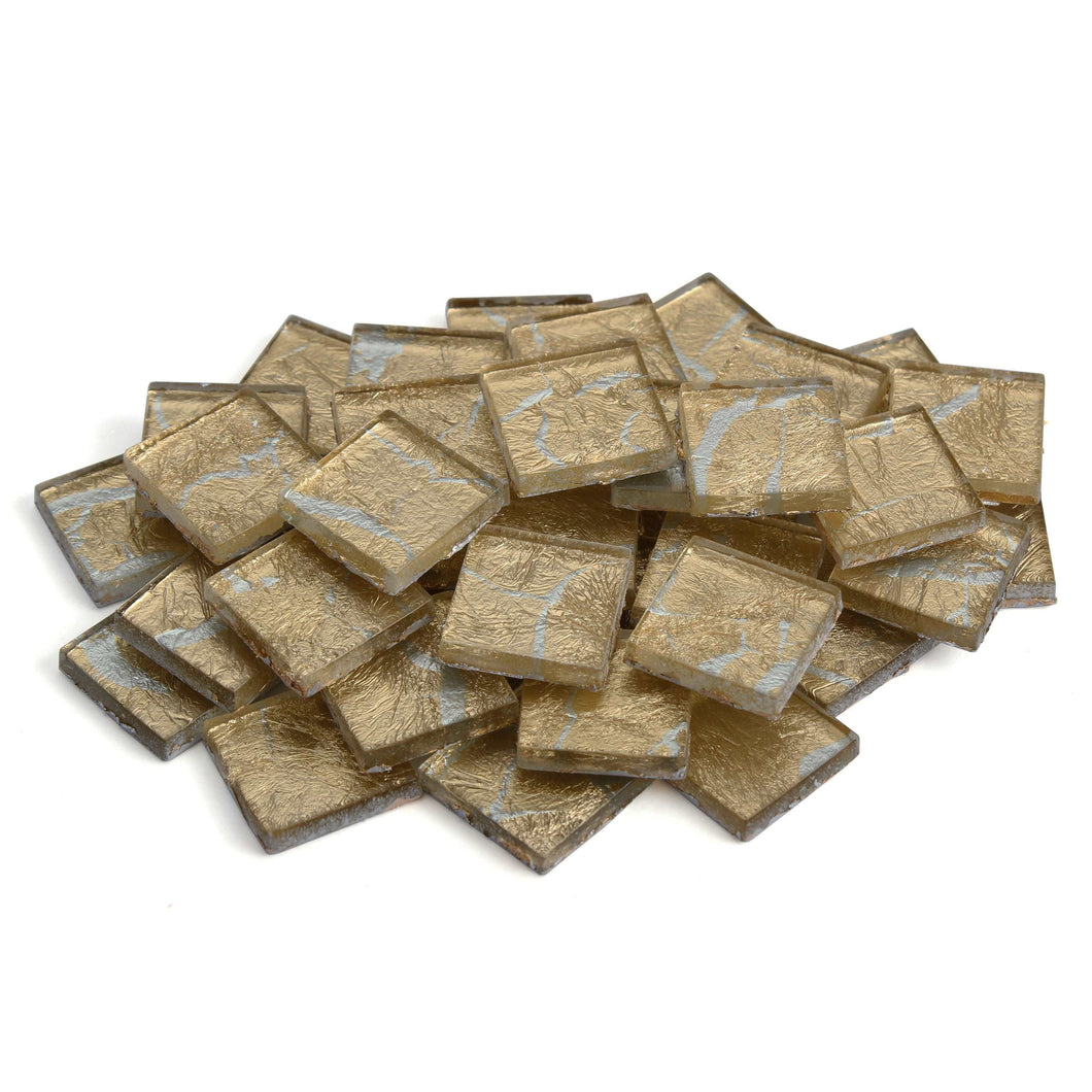 Gold-Veined Silver Foil Tile 20mm
