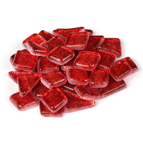 Red Glitter Smooth Mosaic Tile