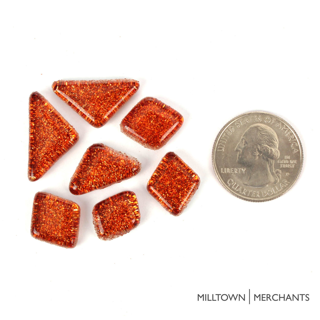 Orange Glitter Smooth Mosaic Tile
