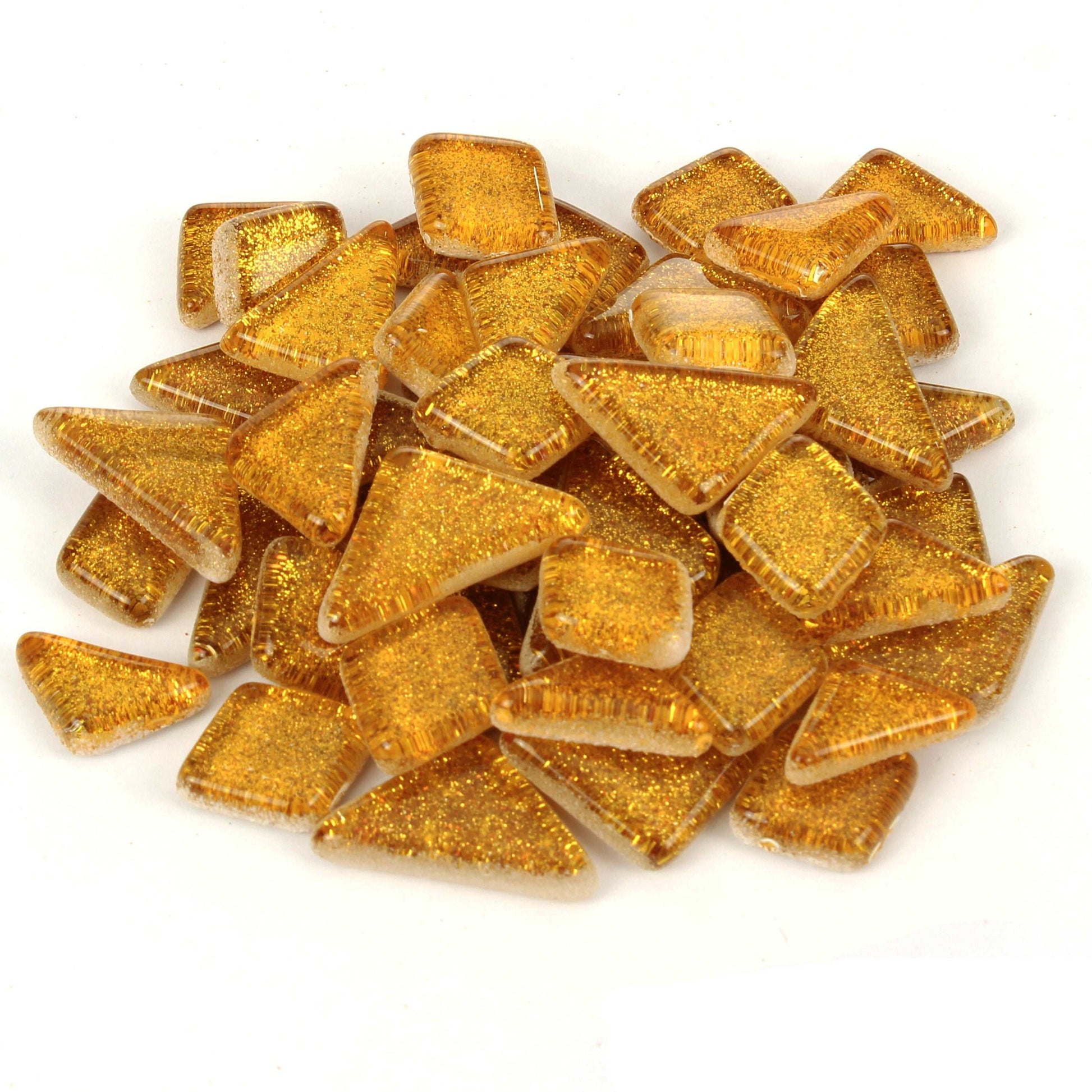 Golden Yellow Glitter Smooth Mosaic Tile