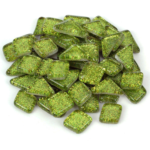 Lime Green Glitter Smooth Mosaic Tile
