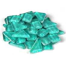Load image into Gallery viewer, Aqua Blue Glitter Smooth Mosaic Tile
