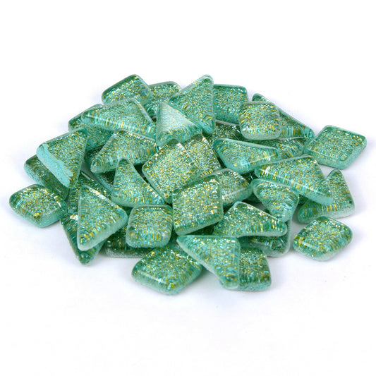 Mermaid Green Glitter Smooth Mosaic Tile