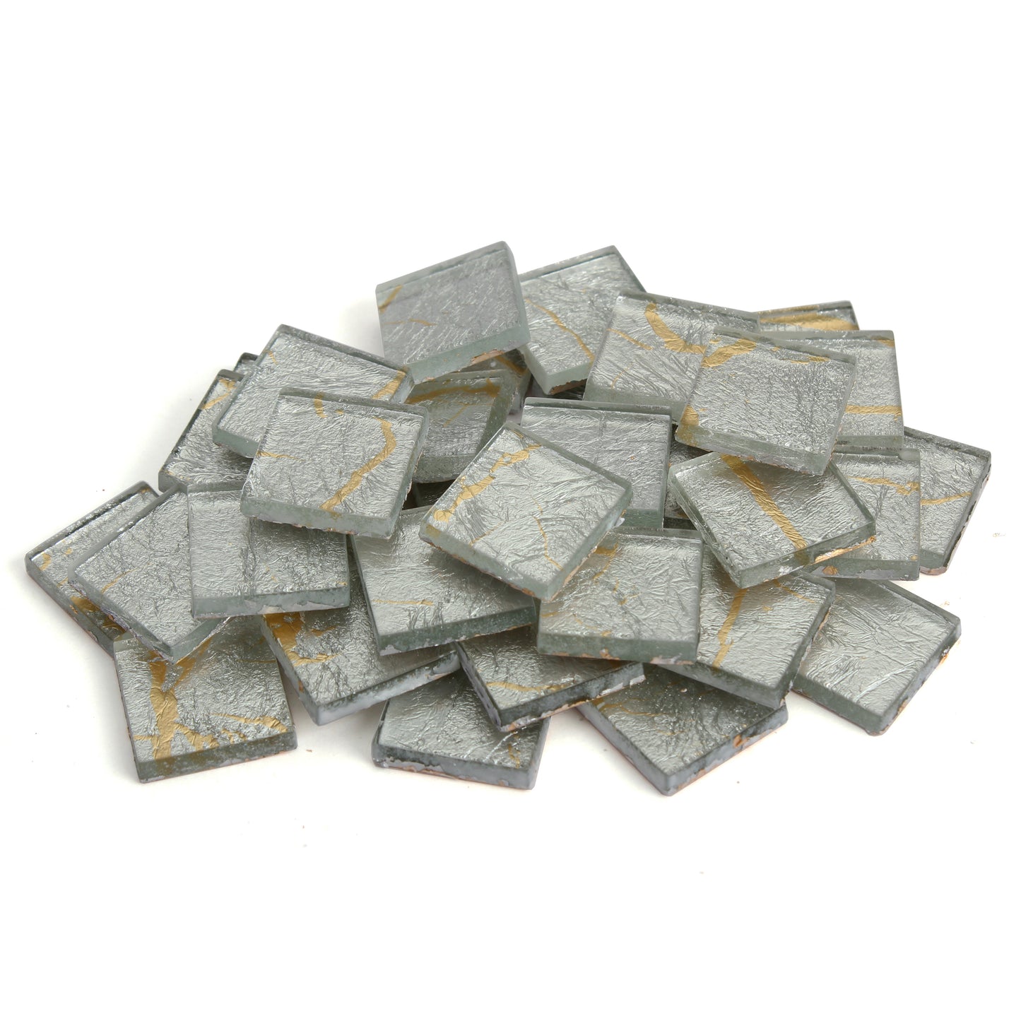 Gold-Veined Silver Foil Tile 20mm