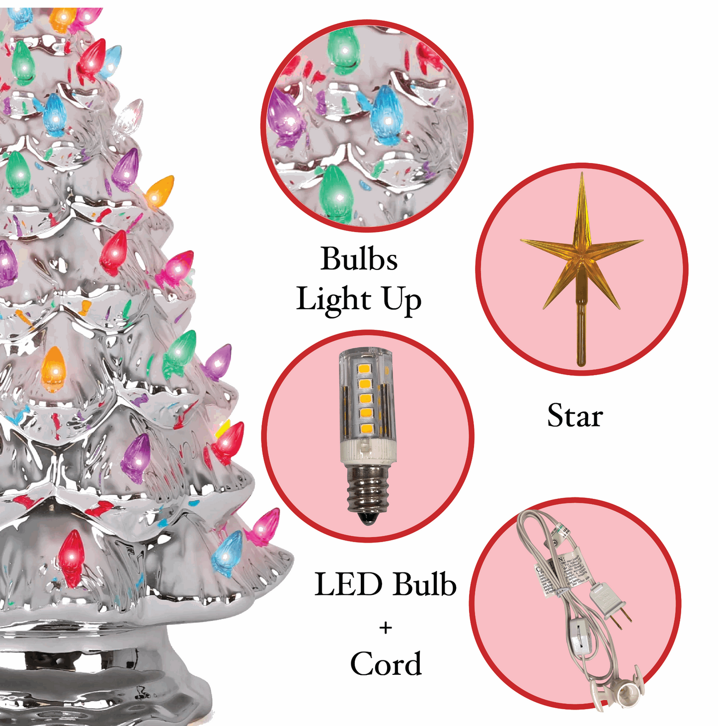 Silver Ceramic Christmas Tree - Medium