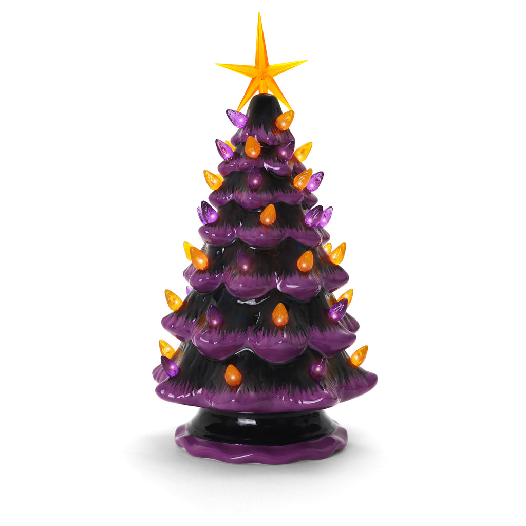 11.5" Purple Halloween Ceramic Tree