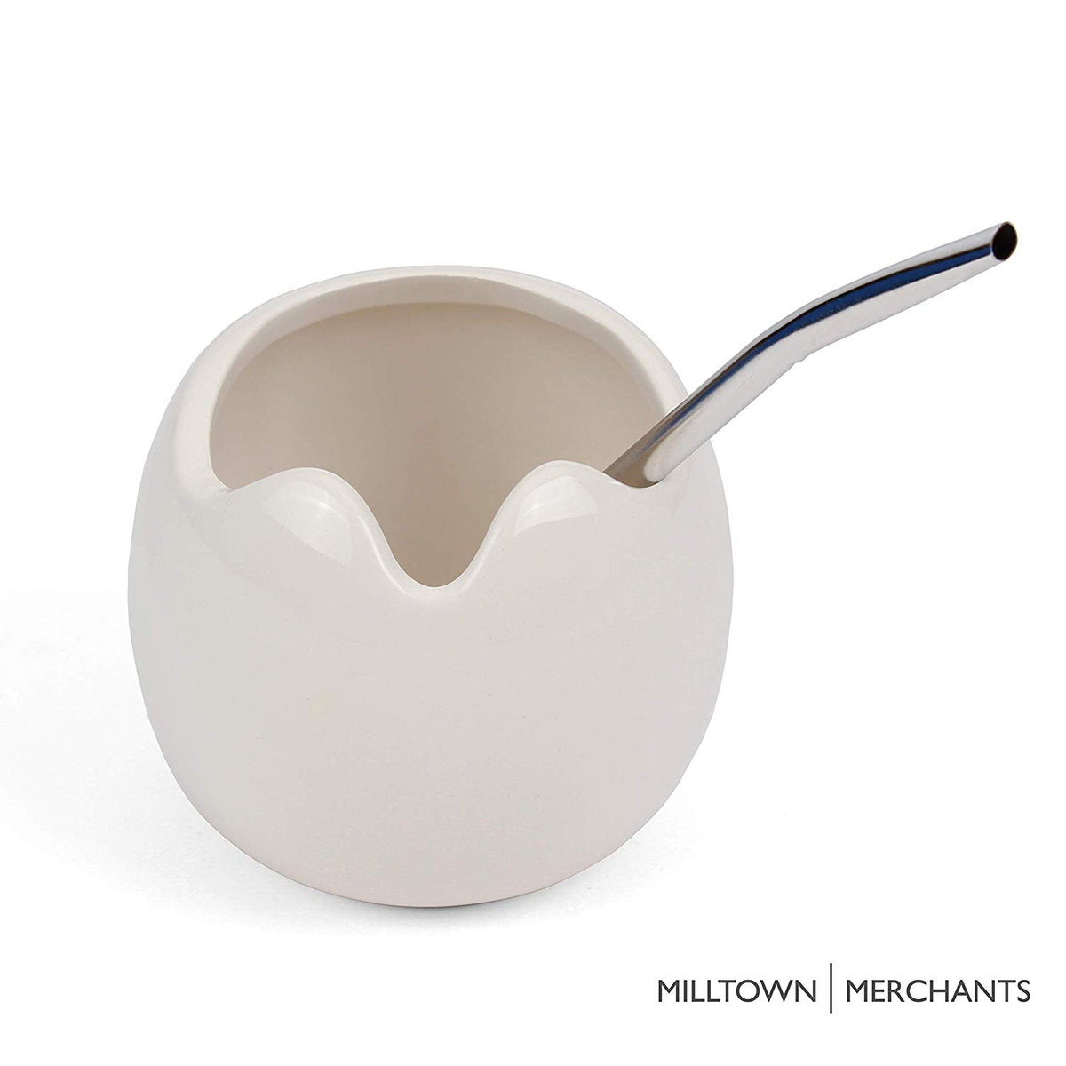 Mate Gourd and Bombilla Set - White