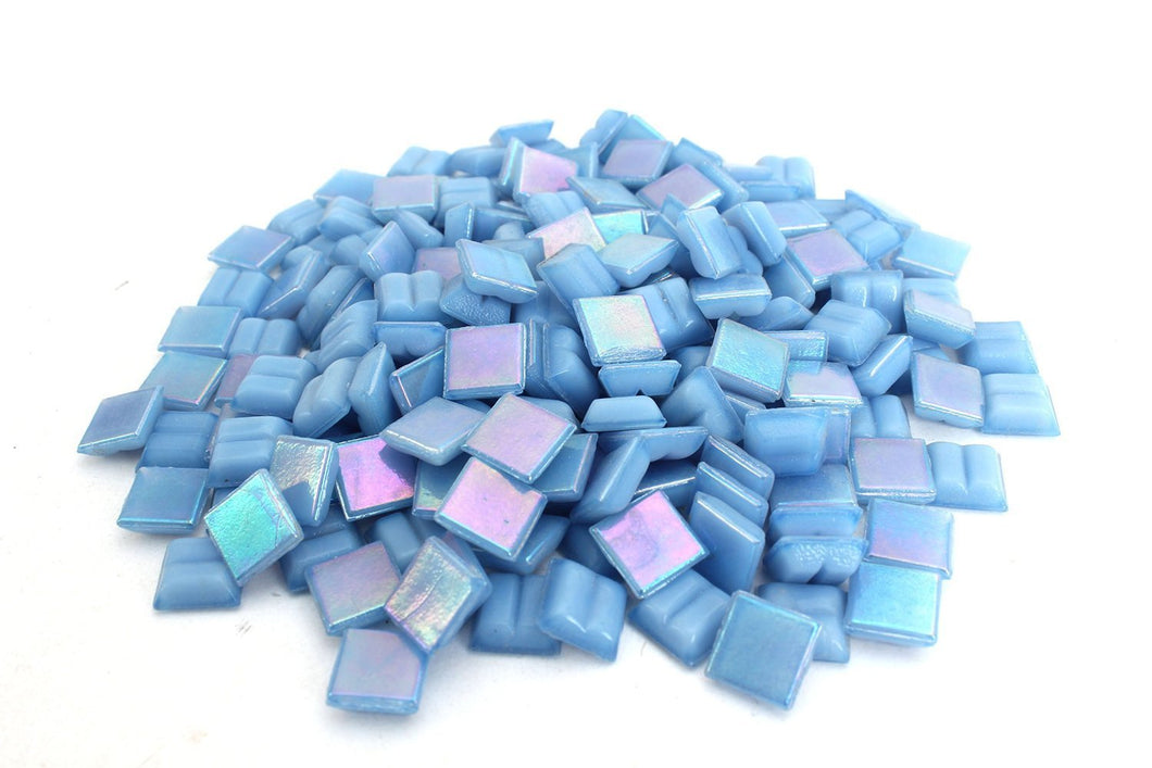 Iridescent Baby Blue Mosaic Tile - 4/10 Inch