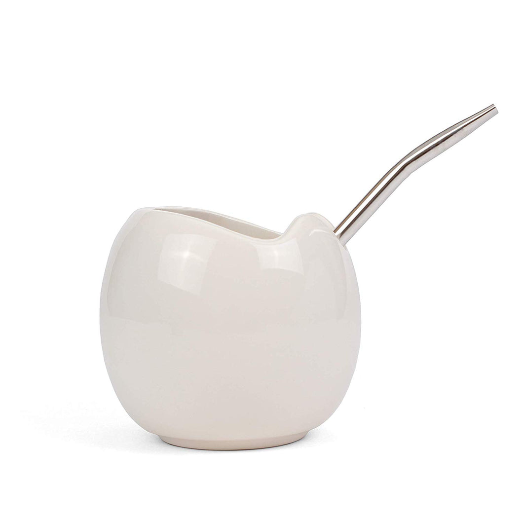 Mate Gourd and Bombilla Set - White