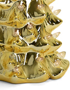 13" Gold Ceramic Christmas Tree with Lights