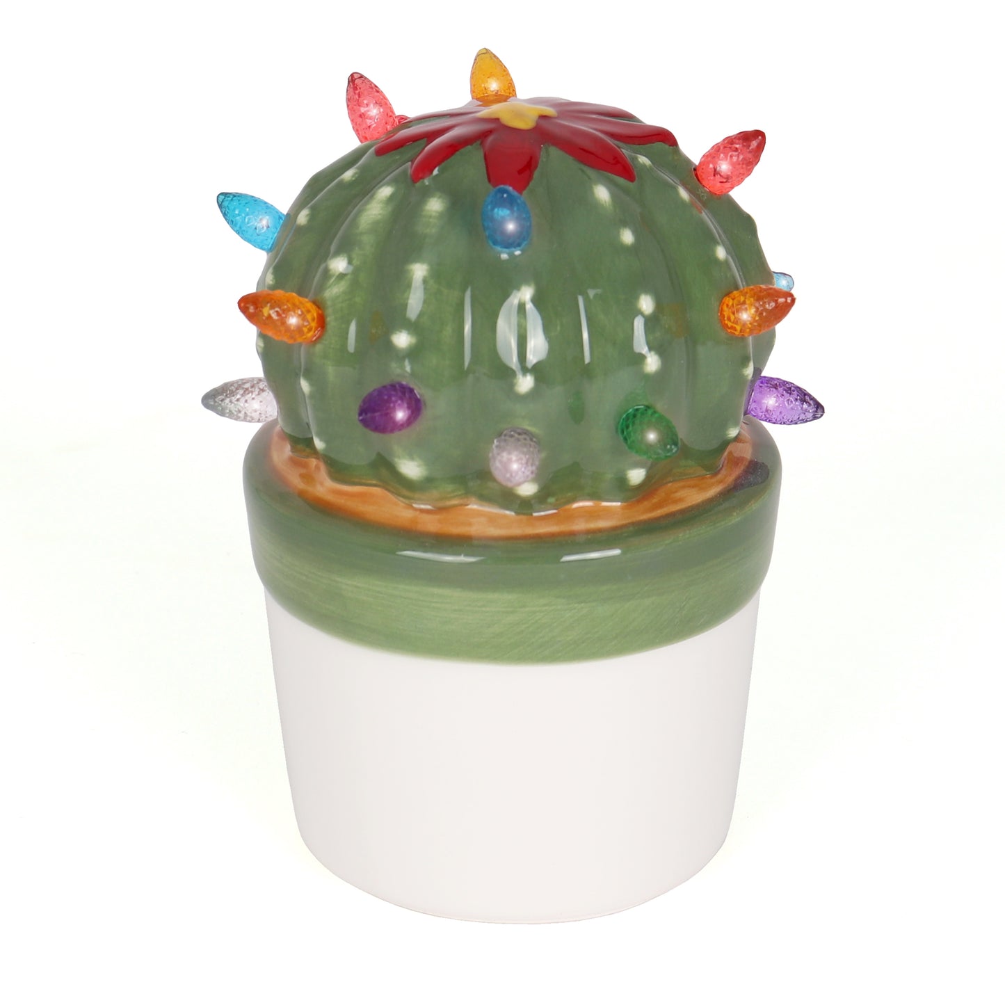 Ceramic Christmas Cactus Ball with Lights