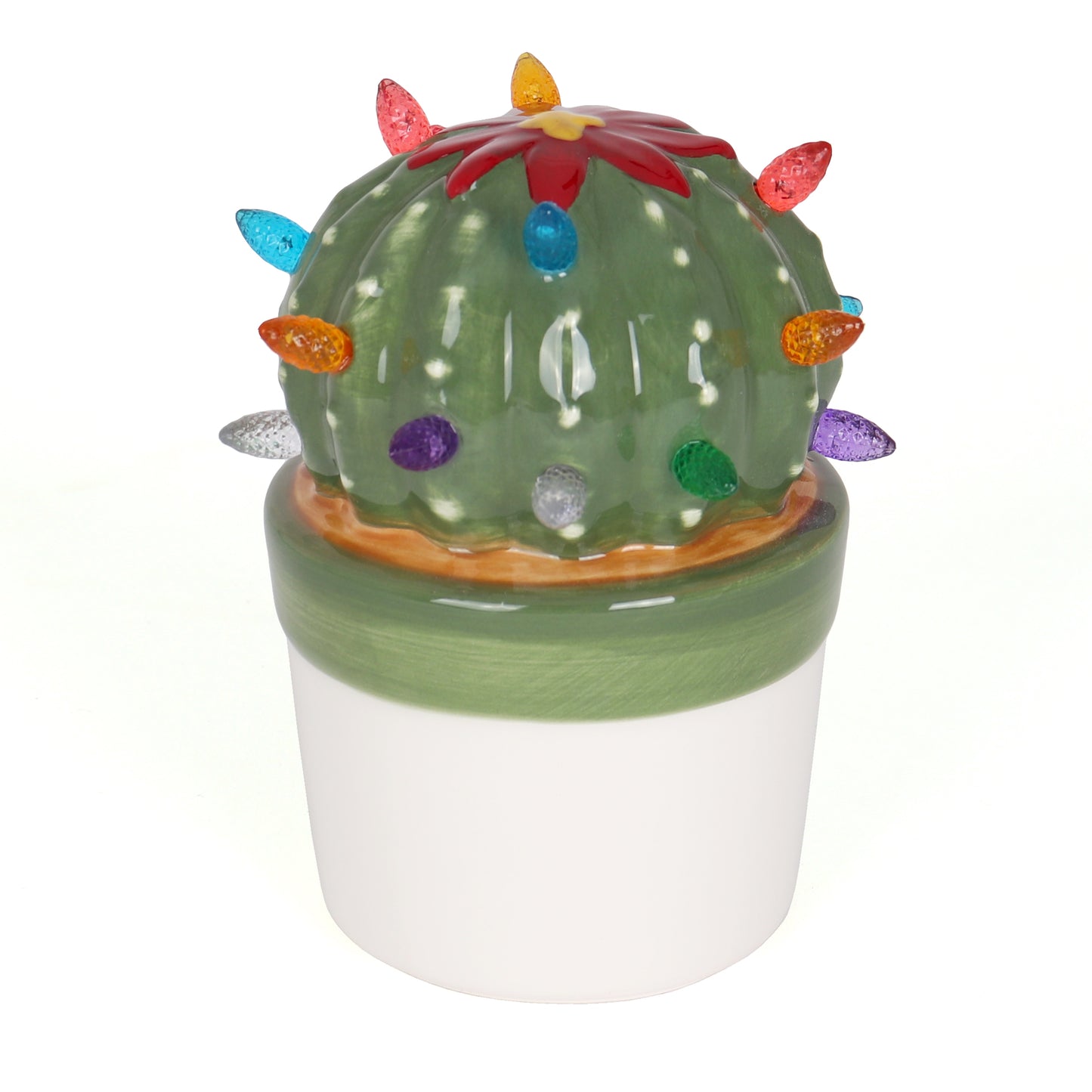 Ceramic Christmas Cactus Ball with Lights