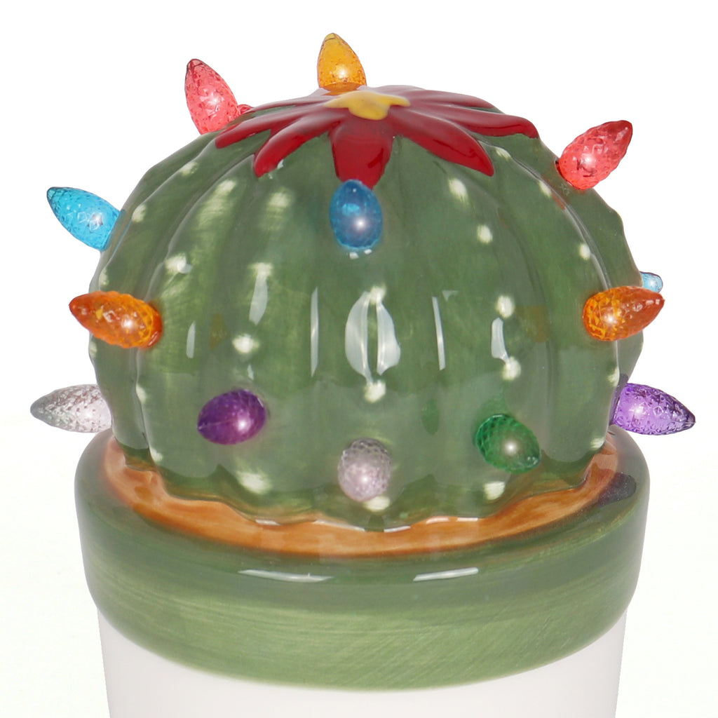 Lighted Ceramic Christmas Cactus Ball