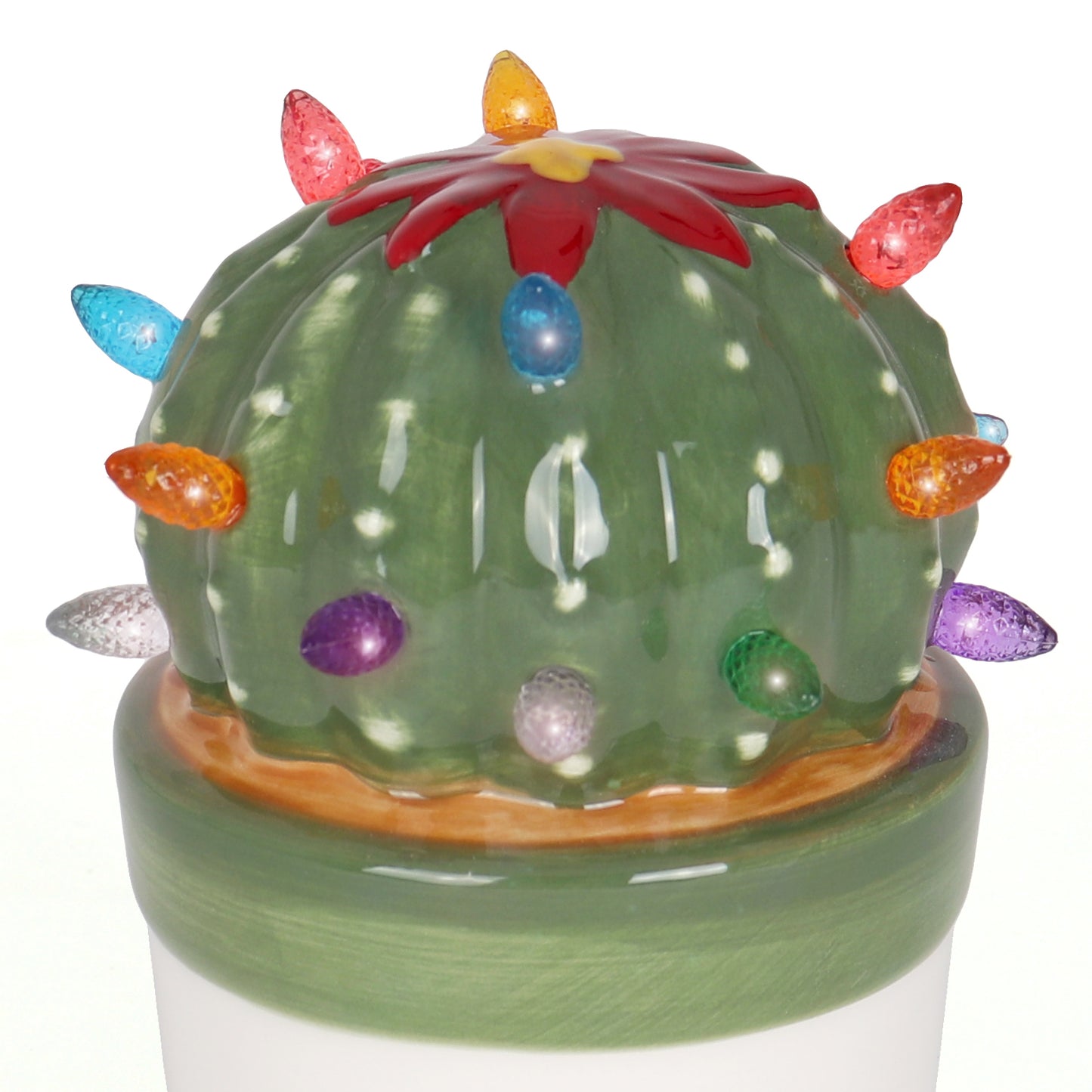 Ceramic Christmas Cactus Ball with Lights